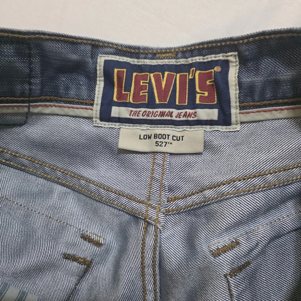 VTG Levis 527 Jeans Mens 32x32 Blue Denim Low Boot Cut  Flap Pocket Grunge Y2K
